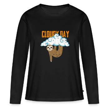 cadeau de paresse texturée nuageux - T-shirt manches longues Premium bio Femme - noir - Devant - Julia (174cm)