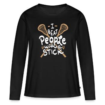 Lacrosse Lacross Lacrosse Gift Player - T-shirt manches longues Premium bio Femme - noir - Devant - Julia (174cm)
