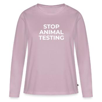 Mettre fin à l’expérimentation animale Bien-être animal Cruauté envers les animaux - T-shirt manches longues Premium bio Femme - rose poudré - Devant - Julia (174cm)