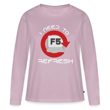 Nerd - T-shirt manches longues Premium bio Femme - rose poudré - Devant - Julia (174cm)