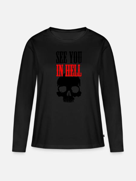 See You In Hell - Frauen Premium Bio Langarmshirt - Schwarz