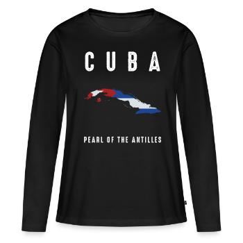 Cuba - T-shirt manches longues Premium bio Femme - noir - Devant - Julia (174cm)