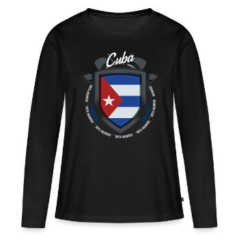 Cuba - T-shirt manches longues Premium bio Femme - noir - Devant - Julia (174cm)