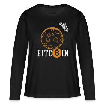 Bitcoin - T-shirt manches longues Premium bio Femme - noir - Devant - Julia (174cm)