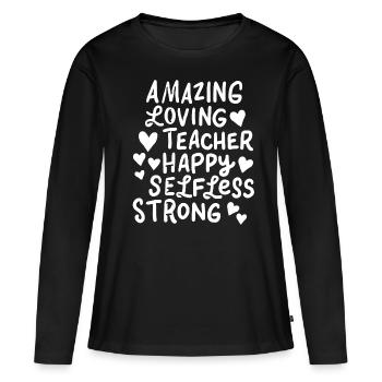 Lehrer Lehrer Lehrer - Frauen Premium Bio Langarmshirt - Schwarz - Vorne - Julia (174cm)
