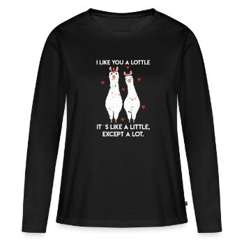 Alpaca Lama Funny Couples Gift Couple Couple - Women's Premium Organic Long Sleeve Shirt - black - Front - Julia (174cm)