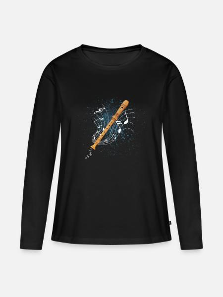 Blockflöte - Frauen Premium Bio Langarmshirt - Schwarz