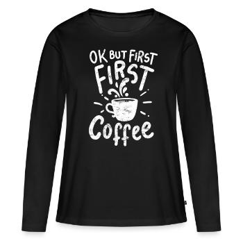 Café café café - T-shirt manches longues Premium bio Femme - noir - Devant - Julia (174cm)