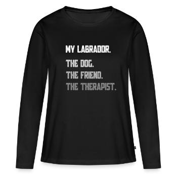 Labrador - Frauen Premium Bio Langarmshirt - Schwarz - Vorne - Julia (174cm)