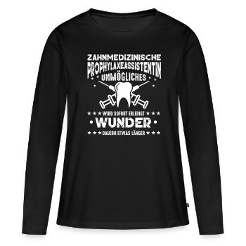 Zahnmedizinische Prophylaxeassistentin Unmögliches - Frauen Premium Bio Langarmshirt - Schwarz - Vorne - Julia (174cm)