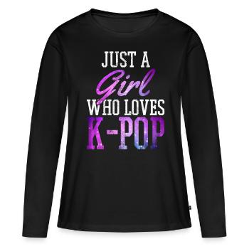 K-Pop - T-shirt manches longues Premium bio Femme - noir - Devant - Julia (174cm)