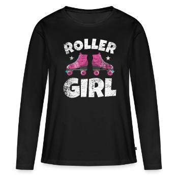 Fille de roller skate - T-shirt manches longues Premium bio Femme - noir - Devant - Julia (174cm)