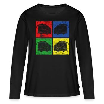 Linienbus Bus - Frauen Premium Bio Langarmshirt - Schwarz - Vorne - Julia (174cm)