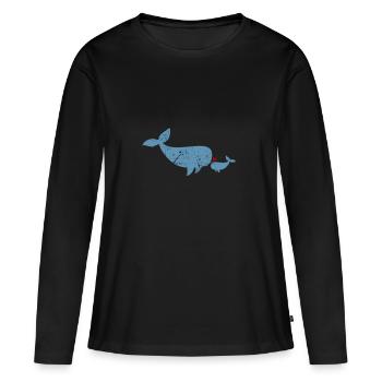 Cadeau cool bébé baleine texturé - T-shirt manches longues Premium bio Femme - noir - Devant - Julia (174cm)