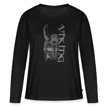 Viking skull Celts Teutons - Women's Premium Organic Long Sleeve Shirt - black - Front - Julia (174cm)
