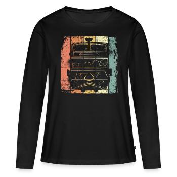 Chemin de fer - T-shirt manches longues Premium bio Femme - noir - Devant - Julia (174cm)