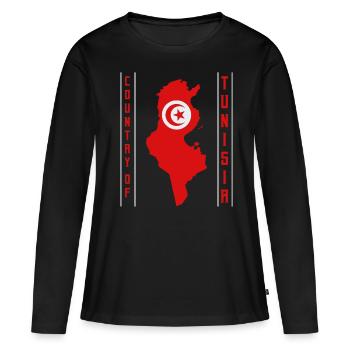 Tunisie - T-shirt manches longues Premium bio Femme - noir - Devant - Julia (174cm)