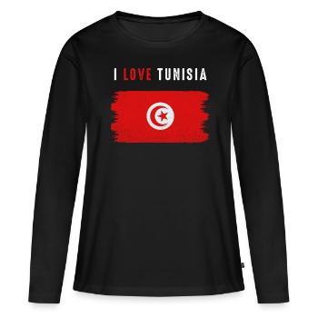 Tunisie - T-shirt manches longues Premium bio Femme - noir - Devant - Julia (174cm)