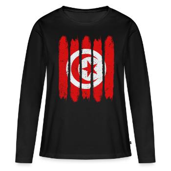 Tunisie - T-shirt manches longues Premium bio Femme - noir - Devant - Julia (174cm)