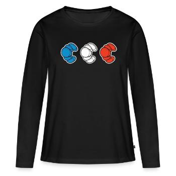 Frankreich - Frauen Premium Bio Langarmshirt - Schwarz - Vorne - Julia (174cm)