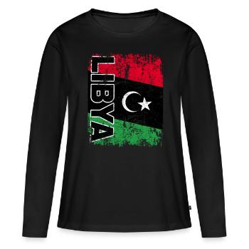 Drapeau de la Libye drapeau libyen Libye Libye retro - T-shirt manches longues Premium bio Femme - noir - Devant - Julia (174cm)