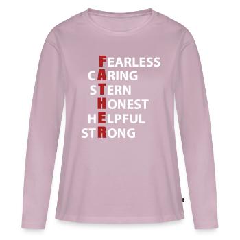 Fête des pères sans scrupule Honnête serviable - T-shirt manches longues Premium bio Femme - rose poudré - Devant - Julia (174cm)