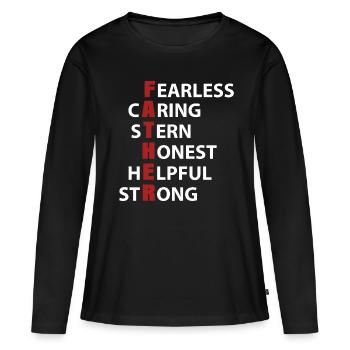 Fête des pères sans scrupule Honnête serviable - T-shirt manches longues Premium bio Femme - noir - Devant - Julia (174cm)