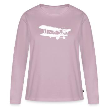 Airplane Propeller Biplane T-Shirt - Women's Premium Organic Long Sleeve Shirt - dusky pink - Front - Julia (174cm)