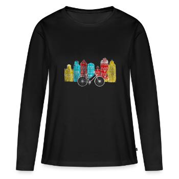 Pays-Bas - T-shirt manches longues Premium bio Femme - noir - Devant - Julia (174cm)