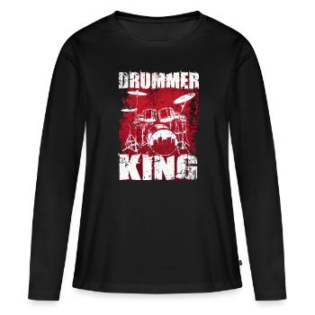Batterie batterie batteur - T-shirt manches longues Premium bio Femme - noir - Devant - Julia (174cm)