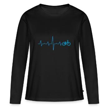 Herzschlag Fahrrad Symbol Geschenk - Frauen Premium Bio Langarmshirt - Schwarz - Vorne - Julia (174cm)