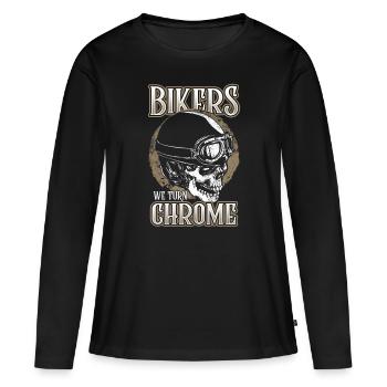 Biker Biker Moto Biker Chrome - T-shirt manches longues Premium bio Femme - noir - Devant - Julia (174cm)