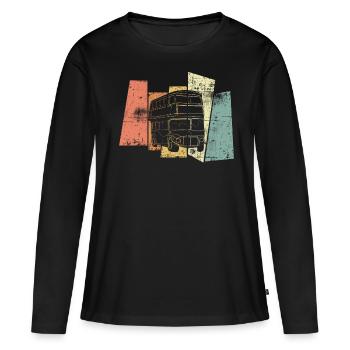 London Bus - Frauen Premium Bio Langarmshirt - Schwarz - Vorne - Julia (174cm)