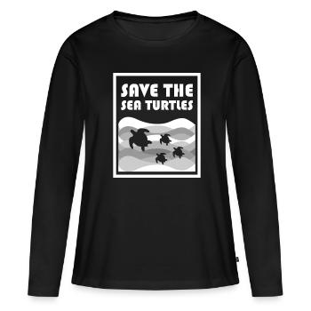 Meeresschutz Meerestiere Schildkroeten - Frauen Premium Bio Langarmshirt - Schwarz - Vorne - Julia (174cm)