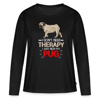 Mops - Frauen Premium Bio Langarmshirt - Schwarz - Vorne - Julia (174cm)