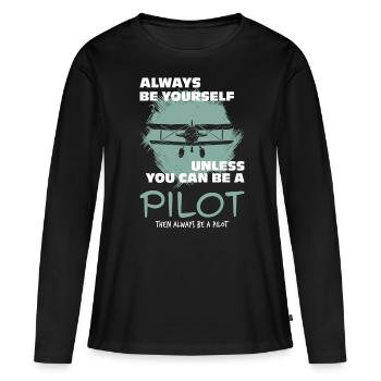 Pilot - Frauen Premium Bio Langarmshirt - Schwarz - Vorne - Julia (174cm)