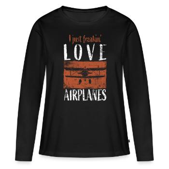 Avion - T-shirt manches longues Premium bio Femme - noir - Devant - Julia (174cm)
