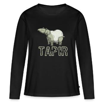 Tapir - T-shirt manches longues Premium bio Femme - noir - Devant - Julia (174cm)