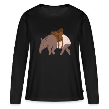 Tapir - T-shirt manches longues Premium bio Femme - noir - Devant - Julia (174cm)