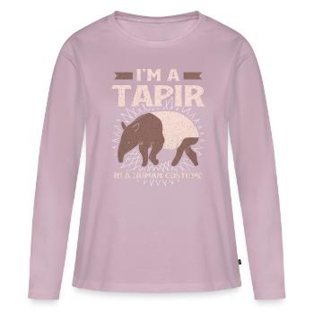Tapir - T-shirt manches longues Premium bio Femme - rose poudré - Devant - Julia (174cm)