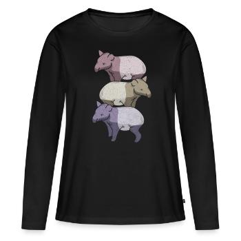 Tapir - T-shirt manches longues Premium bio Femme - noir - Devant - Julia (174cm)