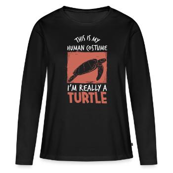 Schildkröte - Frauen Premium Bio Langarmshirt - Schwarz - Vorne - Julia (174cm)