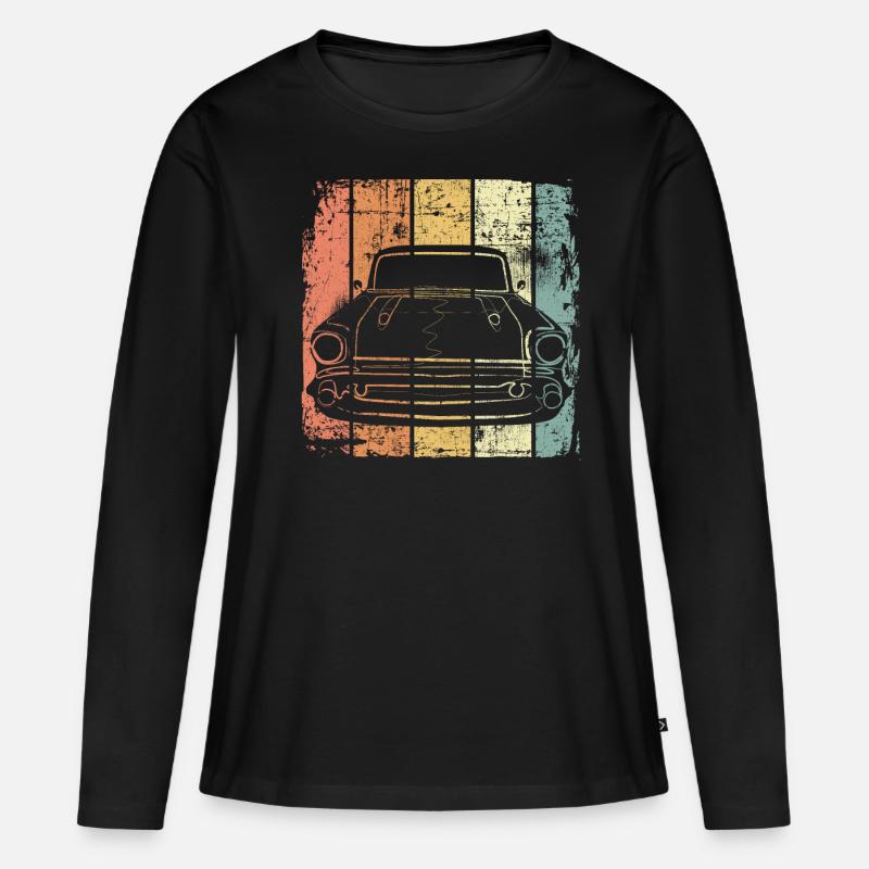 Auto retro - Frauen Premium Bio Langarmshirt - Schwarz