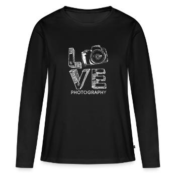 Spiegelreflexkamera Liebe Fotograf - Frauen Premium Bio Langarmshirt - Schwarz - Vorne - Julia (174cm)