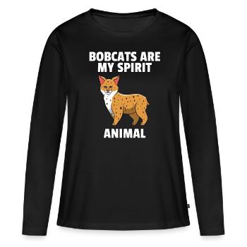 Luchs Wilder Süßer Lustiger Raubtier Geschenk - Frauen Premium Bio Langarmshirt - Schwarz - Vorne - Julia (174cm)