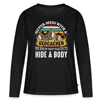 Geocaching - T-shirt manches longues Premium bio Femme - noir - Devant - Julia (174cm)