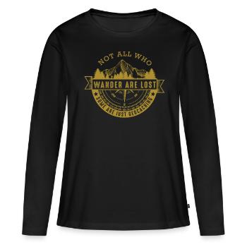Geocaching - T-shirt manches longues Premium bio Femme - noir - Devant - Julia (174cm)