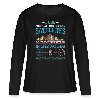 Geocaching - Frauen Premium Bio Langarmshirt - Schwarz - Vorne - Julia (174cm)