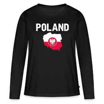 Pologne - T-shirt manches longues Premium bio Femme - noir - Devant - Julia (174cm)