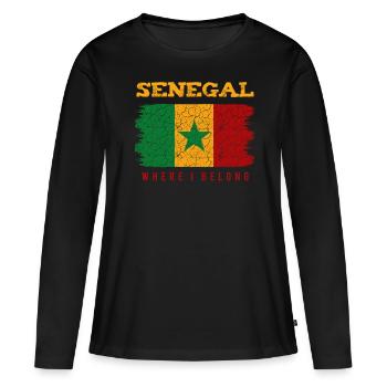 Sénégal - T-shirt manches longues Premium bio Femme - noir - Devant - Julia (174cm)